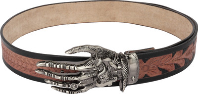 

Sri Men Party Brown Genuine Leather Belt, Black