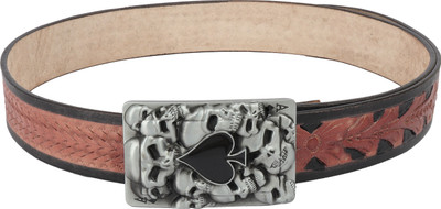 

Sri Men Party Brown Genuine Leather Belt, Black