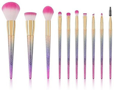 

Docolor Make Up BrushesDocolor Professional 10 Pieces Colorful Rainbow Style Makeup Brushes Set With Cosmetic Foundation Brush(Pack of 10)