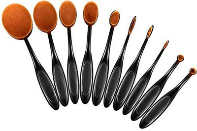 

ElleSye Make up Brushes Professional 10 Pieces Oval Makeup Brush Set with Soft Oval Toothbrush Design and Gift Box(Pack of 10)