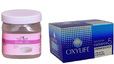 

Pink Root Pearl Gel 500ml, Oxylife Crème Bleach Natural radiance5 27g(Set of 2)
