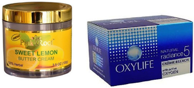 

Pink Root Sweet Lemon Butter Cream 100gm, Oxylife Crème Bleach Natural radiance5 27g(Set of 2)