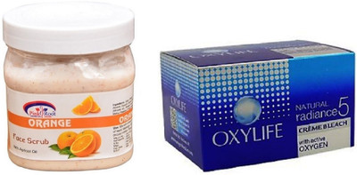 

Pink Root Orange Scrub 500ml, Oxylife Crème Bleach Natural radiance5 27g(Set of 2)