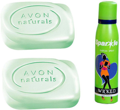 

Avon Anew two Naturals Deodorizing Bar Soap (100 g) With one sparkle perfume spray 150 ml(Set of 3)