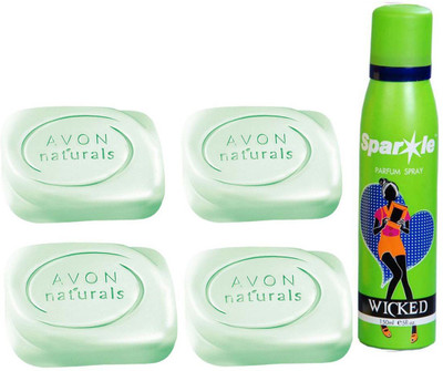 

Avon Anew four Naturals Deodorizing Bar Soap (100 g) With one sparkle perfume spray 150 ml(Set of 5)