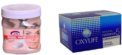 

Pink Root Pearl Mask 500ml, Oxylife Crème Bleach Natural radiance5 27g(Set of 2)