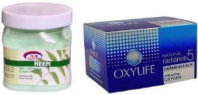

Pink Root Neem Cream 500ml, Oxylife Crème Bleach Natural radiance5 27g(Set of 2)