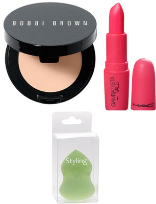 

STYLING Sponge Puff&brobbi Brown Corrector Correcteur Shade Light Peach Concealer,Mac Giambattista Valli Matte Finish Vegas Volt Lipstick(Set of 3)