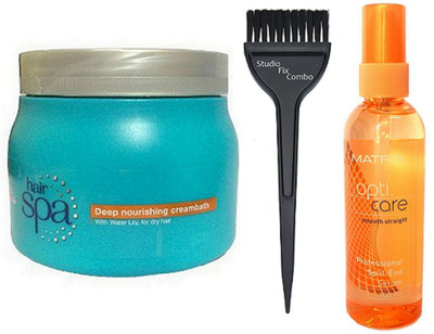 

Studio Fix Combo Hair Brush & Hair Spa Deep Nourishing Creambath & Matrix Opti Care Split End Serum(Set of 3)