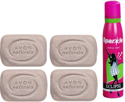 

Avon Anew four Naturals Exfoliating Bar Soap (100 g) With one sparkle perfume spray 150 ml(Set of 5)