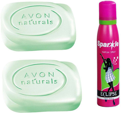 

Avon Anew two Naturals Deodorizing Bar Soap (100 g) With one sparkle perfume spray 150 ml(Set of 3)