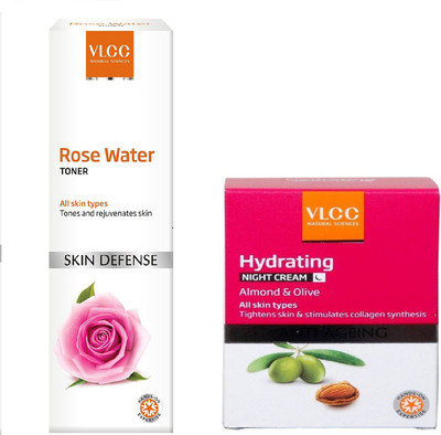 

VLCC Rose Water Toner 100ml + Anti Aging Hydrating Night Cream 50gm(Set of 2)