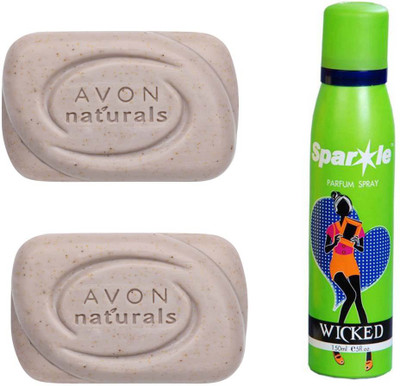 

Avon Anew two Naturals Exfoliating Bar Soap (100 g) With one sparkle perfume spray 150 ml(Set of 3)