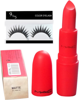 

9 to 5 Eyelashes & Mtte finish Long Lasting All Fired Up Lipstick(Set of 2)