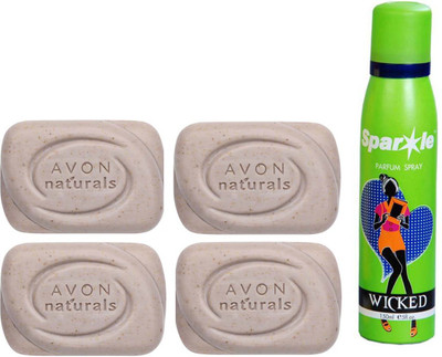 

Avon Anew four Naturals Exfoliating Bar Soap (100 g) With one sparkle perfume spray 150 ml(Set of 5)