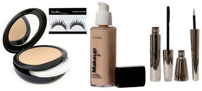 

Studio Fix Combo Eyelashes & Face Powder Compact & Makeup Prolong Wear Foundation & Brooke Candy Eyeliner & Mascara(Set of 5)