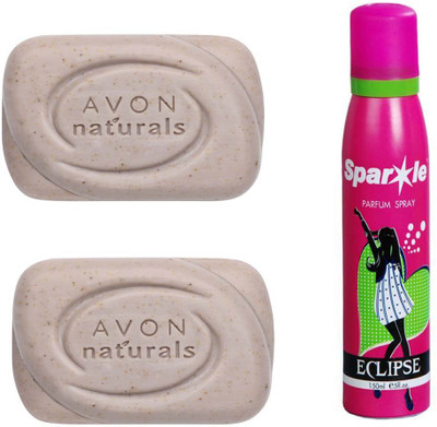 

Avon Anew two Naturals Exfoliating Bar Soap (100 g) With one sparkle perfume spray 150 ml(Set of 3)