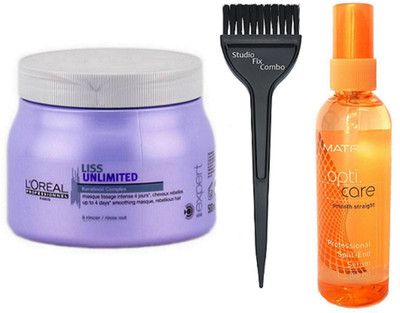 

Studio Fix Combo Hair Brush & Loreal Paris liss unlimited spa & Matrix Opti Care Split End Serum(Set of 3)