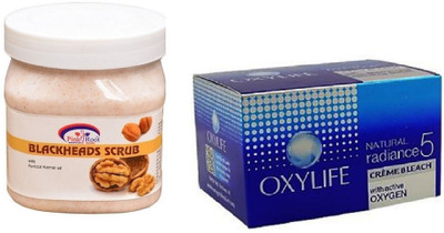 

Pink Root Bleackheads Scrub 500ml, Oxylife Crème Bleach Natural radiance5 27g(Set of 2)