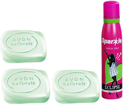 

Avon Anew three Naturals Deodorizing Bar Soap (100 g) With one sparkle perfume spray 150 ml(Set of 4)