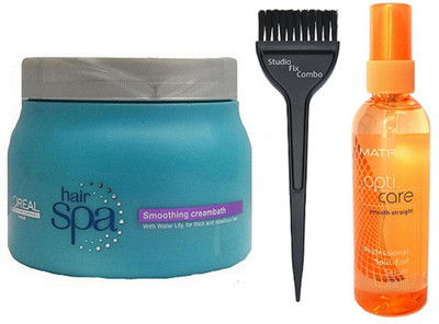 

Studio Fix Combo Hair Brush & Hair Spa Smoothing Creambath & Matrix Opti Care Split End Serum(Set of 3)