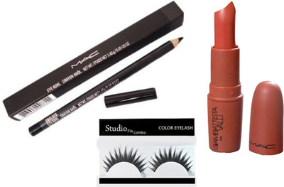 

Studio Fix Combo Eyelashes & Giambattista Valli Whirl Lipstick & Mac pencil Kajal(Set of 3)