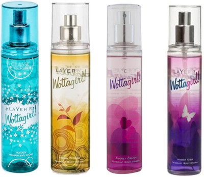 

LAYERR WOTTAGIRL AMBER KISS DEODORANT 135 ML+WOTTAGIRL SECRET CRUSH DEODORANT 135 ML+WOTTAGIRL FRESH CITRUS DEODORANT 135 ML+WOTTAGIRL FANTASY DEODORANT 135 ML Deodorant Spray - For Men & Women(135 ml, Pack of 4)