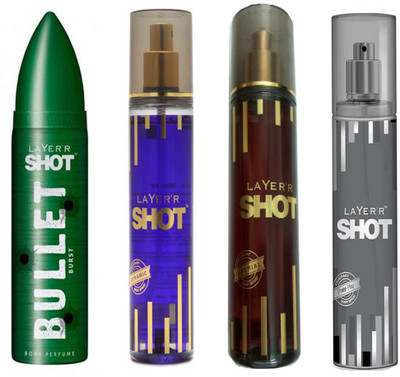 

LAYERR SHOT POWER PLAY DEODORANT 135 ML+SHOT IMPERIAL DEODORANT 135 ML+SHOT DYNAMIC DEODORANT 135 ML +SHOT BULLET BURST DEODORANT 135 ML Deodorant Spray - For Men & Women(135 ml, Pack of 4)