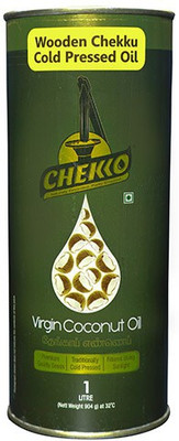 chekko Kachi Ghani Cold Pressed Virgin Coconut Oil | 100% Natural, Pure & Wood Pressed (1L) for Cooking, Skin Care, Hair Growth, Baby Massage and Oil Pulling Coconut Oil Tin(1 L) chekko Kachi Ghani Cold Pressed Virgin Coconut Oil | 100% Natural, Pure & Wood Pressed (1L) for Cooking, Skin Care, Hair Growth, Baby Massage and Oil Pulling Coconut Oil Tin(1 L)
