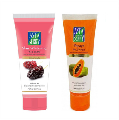ASTABERRY Skin Whitening face wash 100ml + Papaya face wash 100ml Face Wash(200 ml)