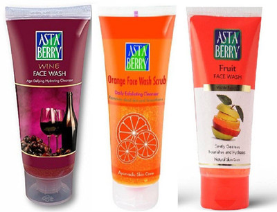 

Astaberry Wine Face wash + Orange Face wash + Fruit face wash 100ml Each Face Wash(300 ml)