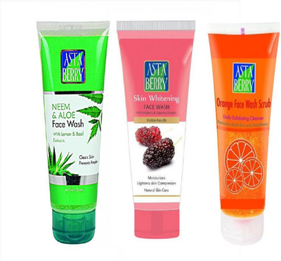 

Astaberry Skin Whitening Face wash + Neem & Aloe Face wash + Orange face wash 60ml Each Face Wash(180 ml)