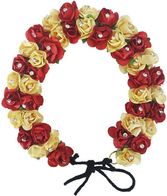EKAN Artificial Hair Gajra Bun(Red, Gold)