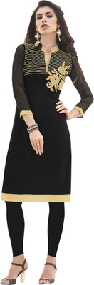 SAARA Women Embroidered Straight Kurta(Black)