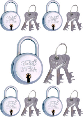 

ORKA LOCKS 30MM (PACK OF FIVE) WITH 3 KEYS EACH PADLOCK Padlock(Silver)