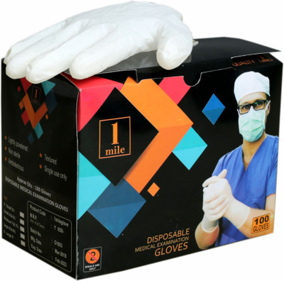 

1Mile Healthcare 1Mile Examination Glove (Size-S) (Pack of 100 Glove) Latex Examination Gloves(Pack of 100)