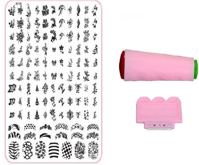 

Royalkart Nail Art Stamping Jumbo Image Plate D.I.Y. With Double-Sided Stamper & Scraper(XY05)(Multicolor)