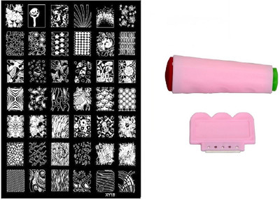 

Royalkart Nail Art Stamping Jumbo Image Plate D.I.Y. With Double-Sided Stamper & Scraper(XY13)(Multicolor)