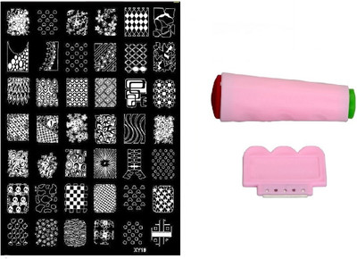 

Royalkart Nail Art Stamping Jumbo Image Plate D.I.Y. With Double-Sided Stamper & Scraper(XY19)(Multicolor)