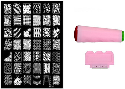 

Royalkart Nail Art Stamping Jumbo Image Plate D.I.Y. With Double-Sided Stamper & Scraper(XY14)(Multicolor)