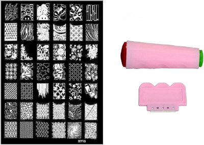 

Royalkart Nail Art Stamping Jumbo Image Plate D.I.Y. With Double-Sided Stamper & Scraper(XY15)(Multicolor)