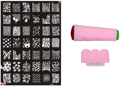 

Royalkart Nail Art Stamping Jumbo Image Plate D.I.Y. With Double-Sided Stamper & Scraper(XY12)(Multicolor)