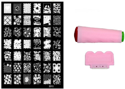 

Royalkart Nail Art Stamping Jumbo Image Plate D.I.Y. With Double-Sided Stamper & Scraper(XY11)(Multicolor)