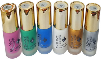 

Ebony Matte Nail Polish Quick Dry Multicolor(Pack of 6)