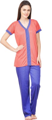 PHALIN Women Solid Multicolor Top & Pyjama Set