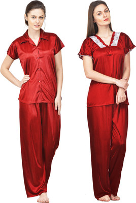 Boosah Women Solid Multicolor Top & Pyjama Set