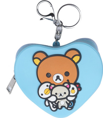 

Yellow Bee Heart Shaped Mini Keychain Coin Purse with Teddy Bear Coin Purse(Blue)