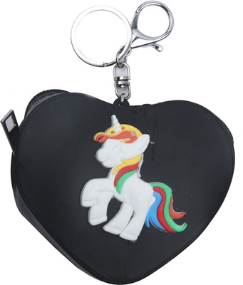 

Yellow Bee Heart Shaped Mini Keychain Coin Purse with Unicorn Coin Purse(Black)