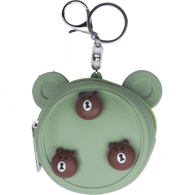 

Yellow Bee Mini Keychain Coin Purse with 3 Bears Coin Purse(Green)