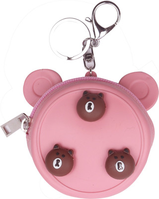

Yellow Bee Mini Keychain Coin Purse with 3 Bears Coin Purse(Pink)